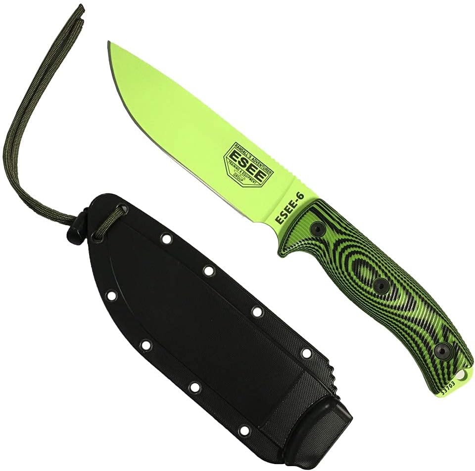 ESEE-6 1095 Carbon Steel Knife with Venom Green Blade