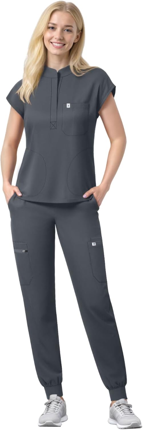 Scrubs Set for Women Medical Uniform with 11 Pockets and Comfort