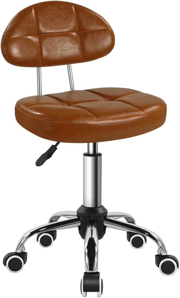 Square Minimalist Swivel Stool with Wheel for Work and SPA