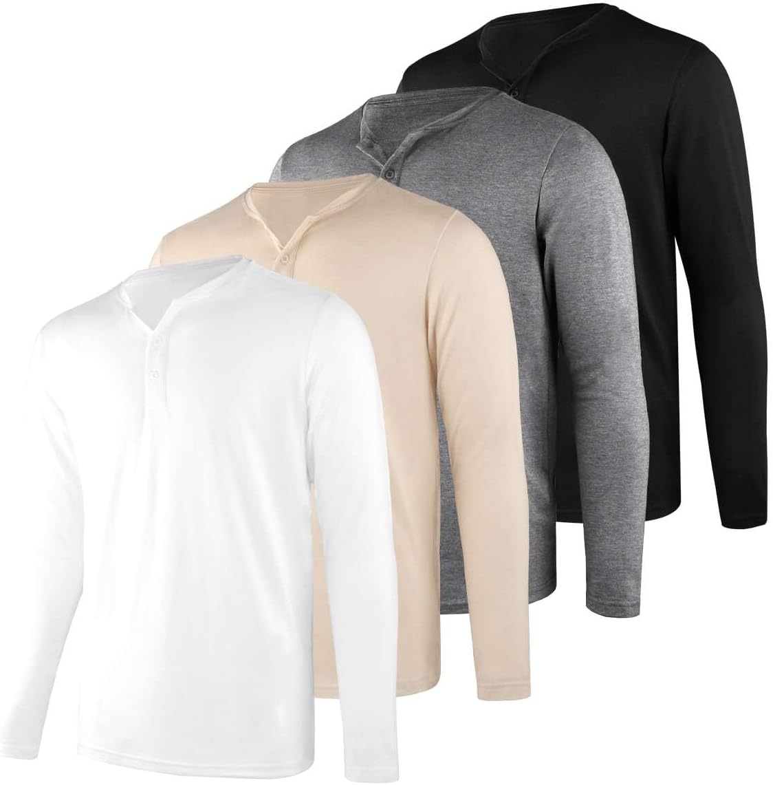 Liloak 4Pack Mens Henley T-Shirts for Stylish Casual Wear
