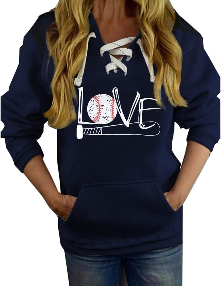 Love Print Baseball Hoodie with Pockets - ETATNG