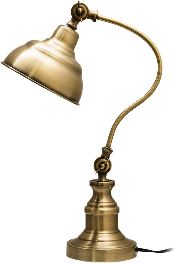Vintage Brass Task Lamp: Adjustable & Rechargeable!