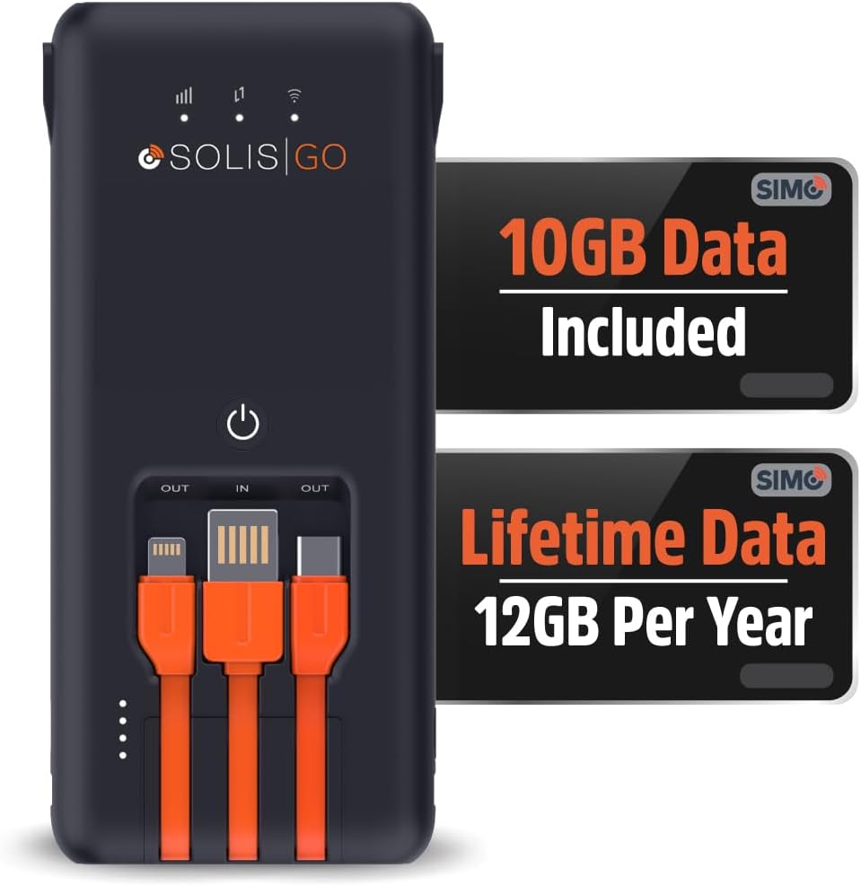 Solis Go 4G Mobile Hotspot WiFi Power Bank for Global Travel