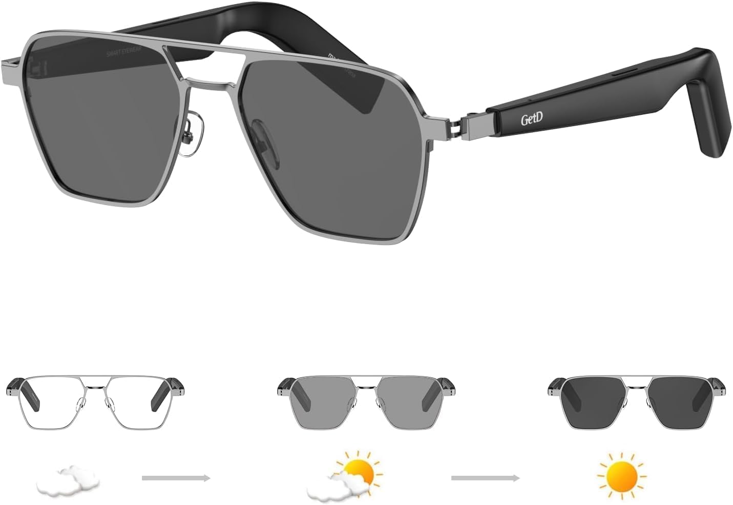 GetD Smart Sunglasses: AI Translator, 11H Battery, Color-Changing Lens