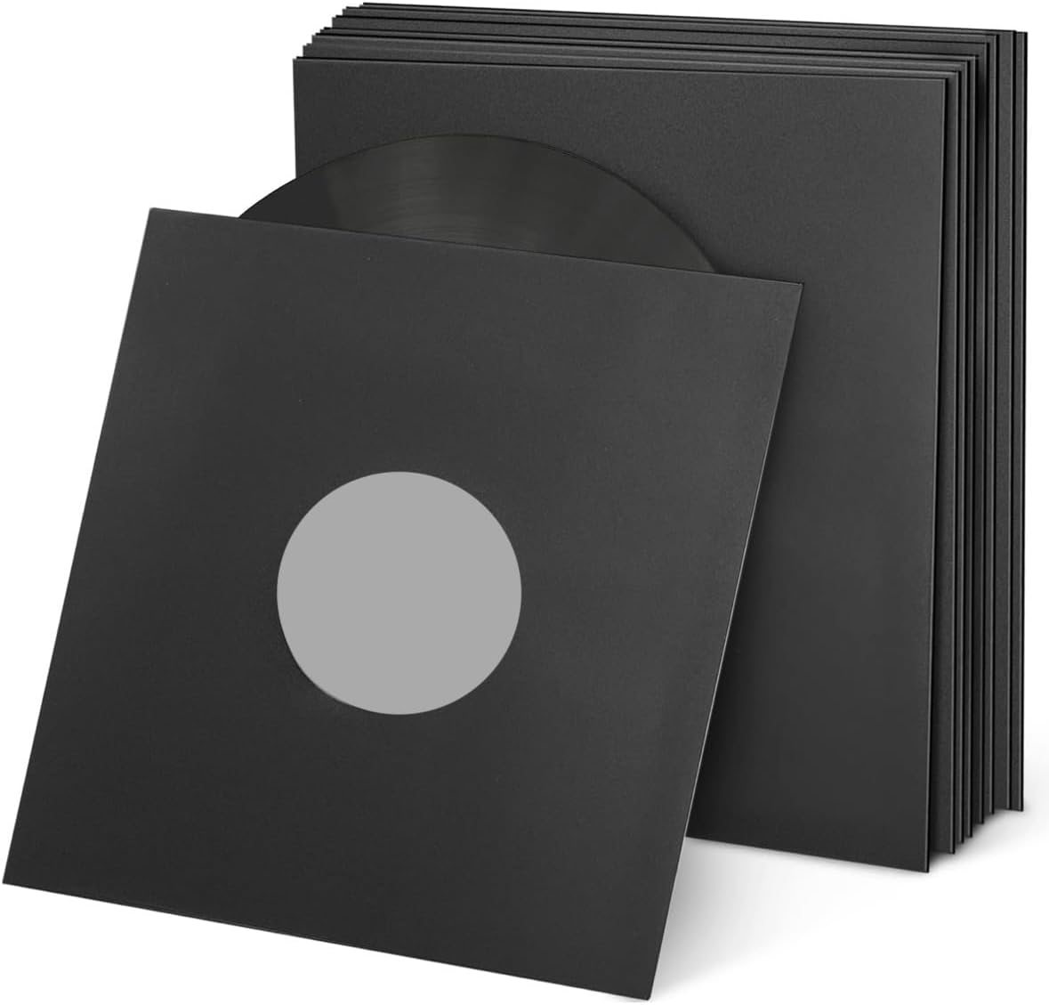 50 PCS 12 Inches Black Paper Record Sleeves for Vinyl Protection