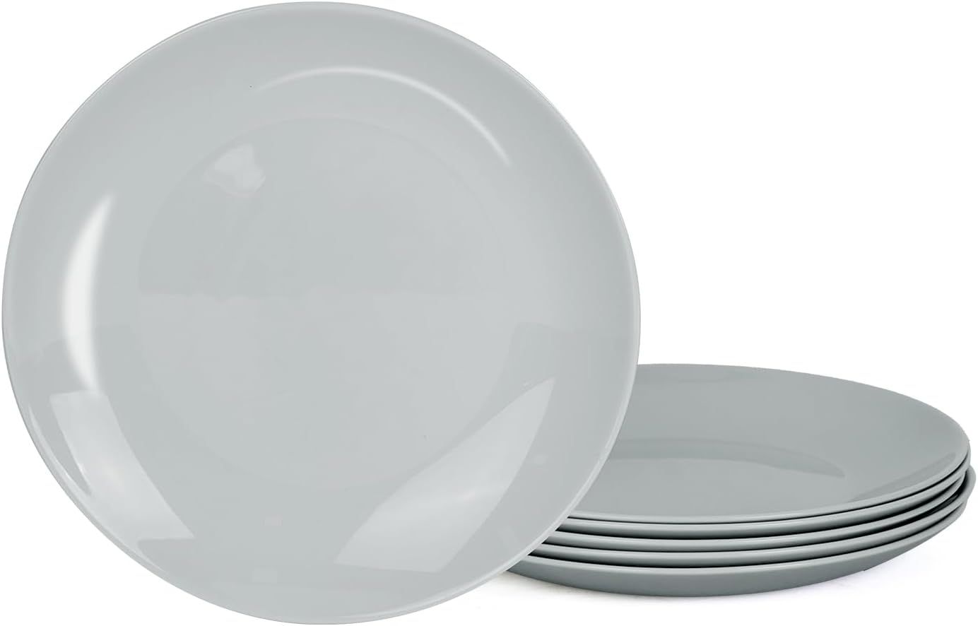 10.5 Inch Dinner Plate Set of 6, Lightweight Opal Glass Plates