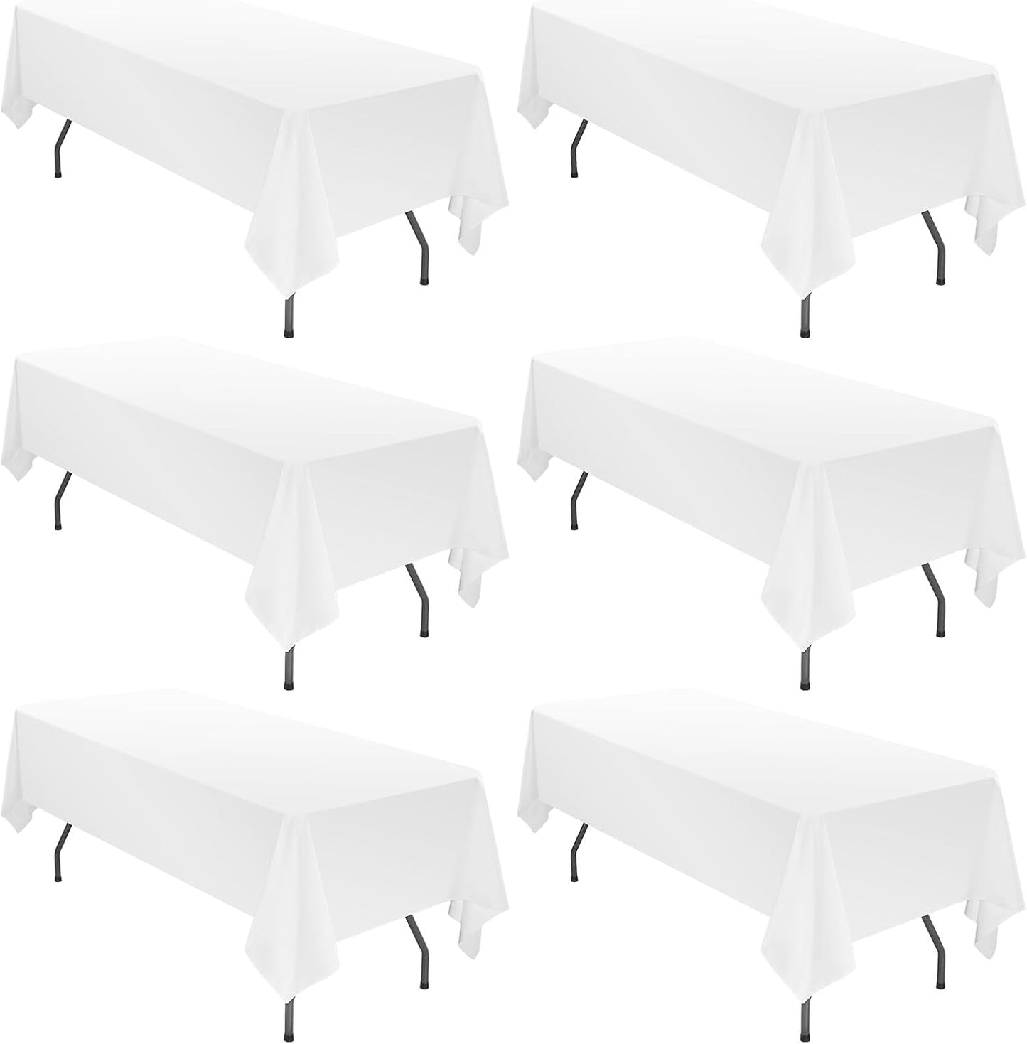 6 Pack 72 x 120 Inch Polyester Tablecloths for Events and Parties