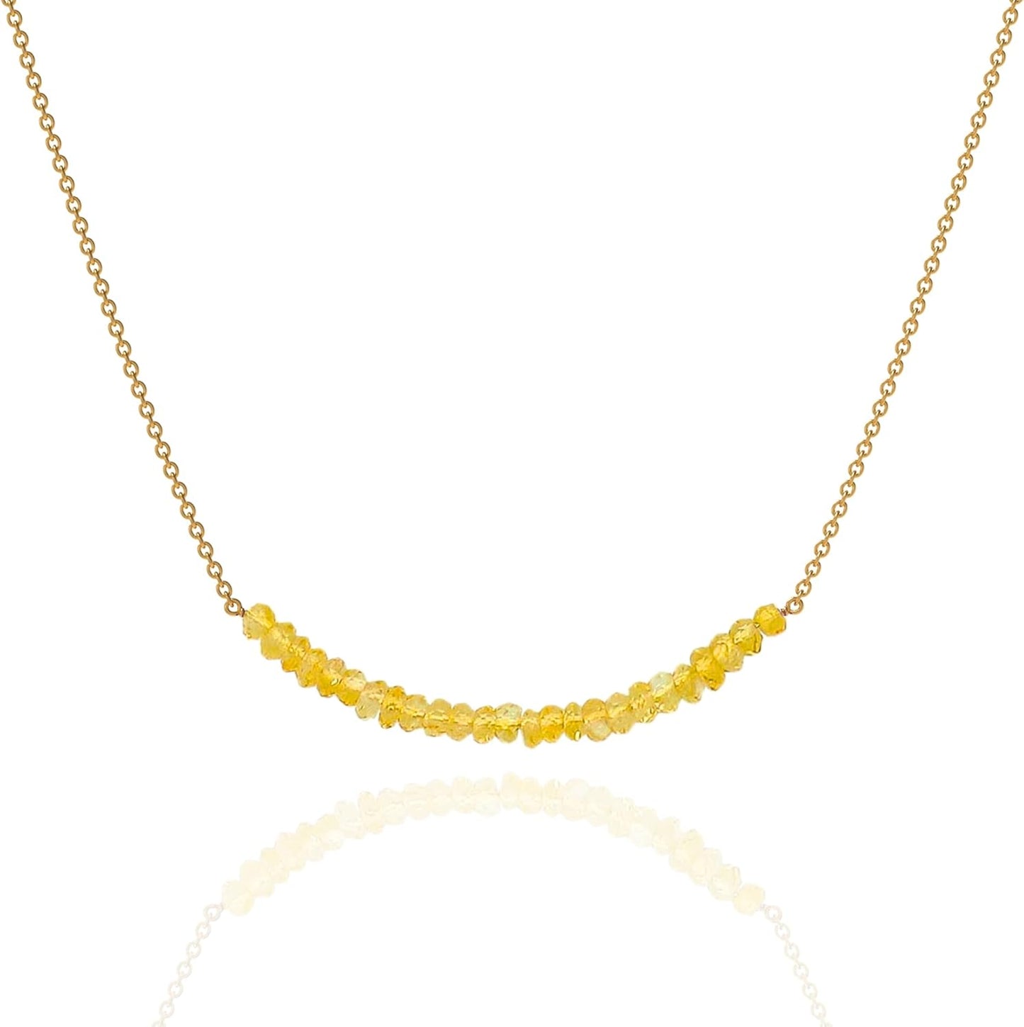 18K Gold Vermeil Beaded Natural Birthstone Bar Necklace