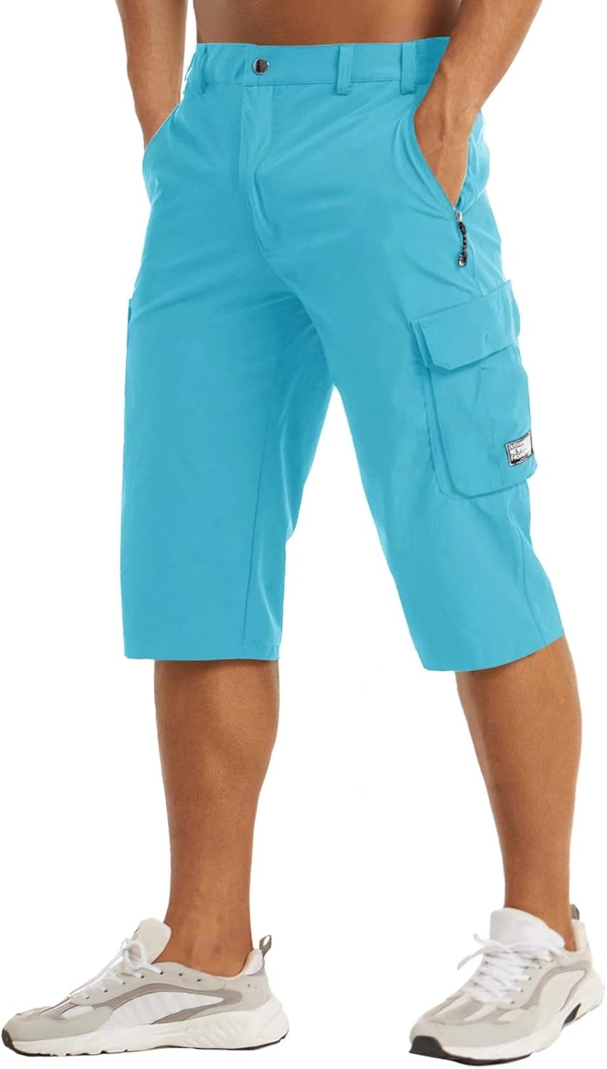 MAGCOMSEN Men's Quick Dry 3/4 Capri Workout Shorts with Pockets