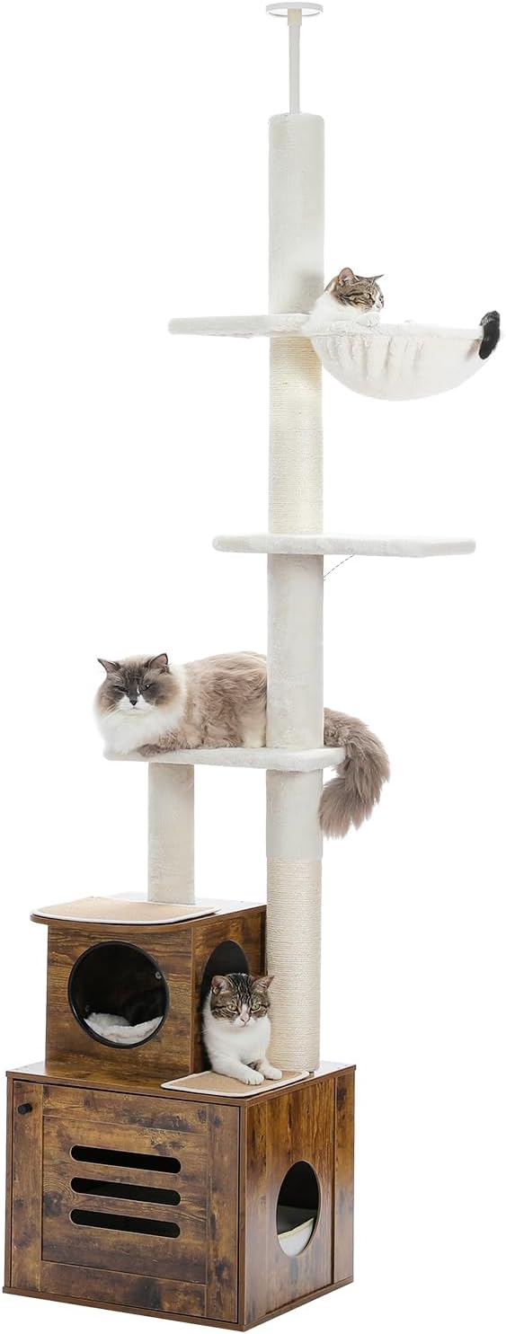 MUTTORS Cat Tree Floor to Ceiling Cat Tower for Indoor Cats
