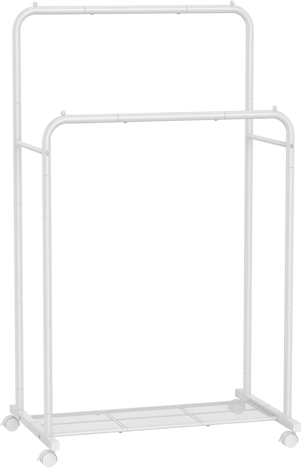 Double Rods Clothes Rack with Wheels for Heavy Duty Use