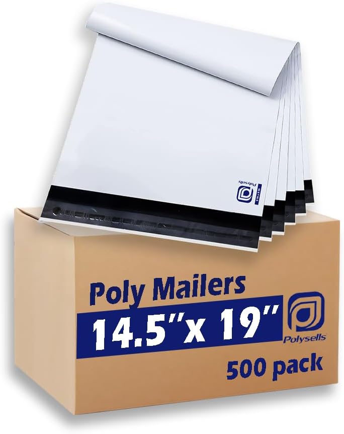 POLYSELLS 500 pcs 14.5x19 in White Poly Mailers for Shipping