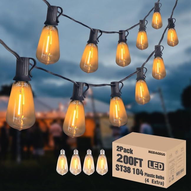 200FT Outdoor Edison String Lights for Patio and Gazebo Use
