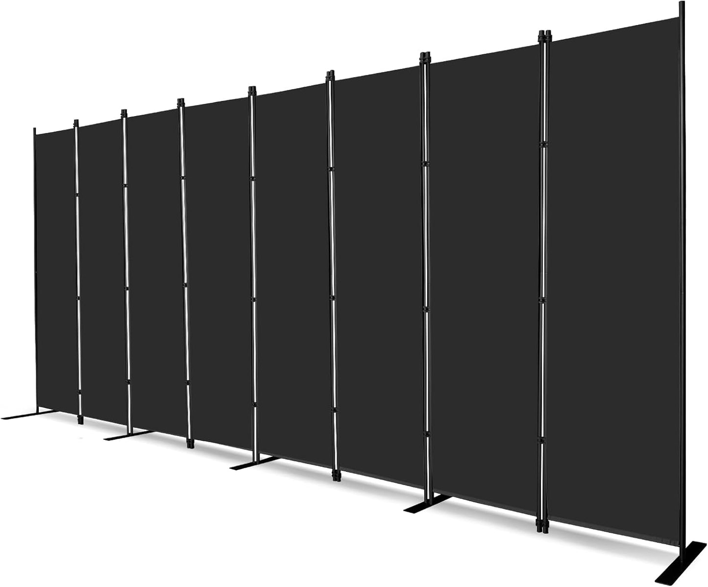 MAYOLIAH 8-Panel Black Room Divider for Privacy and Style