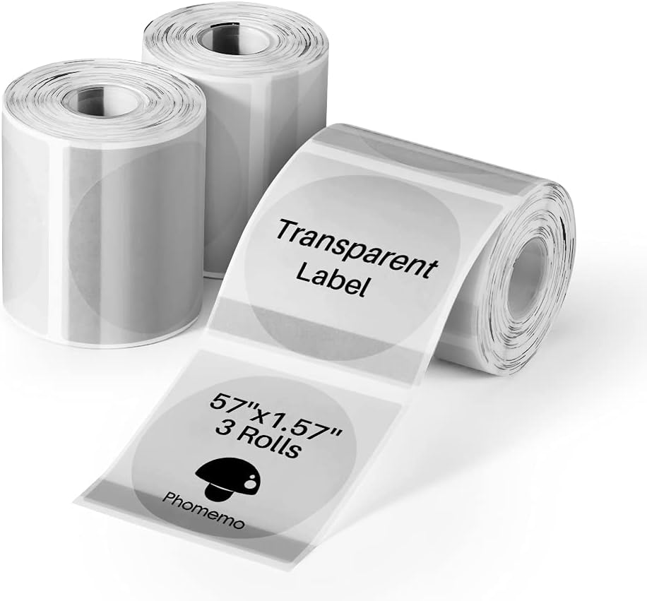 Phomemo Transparent Thermal Label Paper - Print Clear Round Labels Effortlessly!