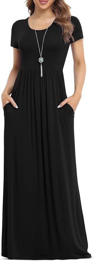 VIISHOW Women Short Sleeve Casual Maxi Dresses with Pockets