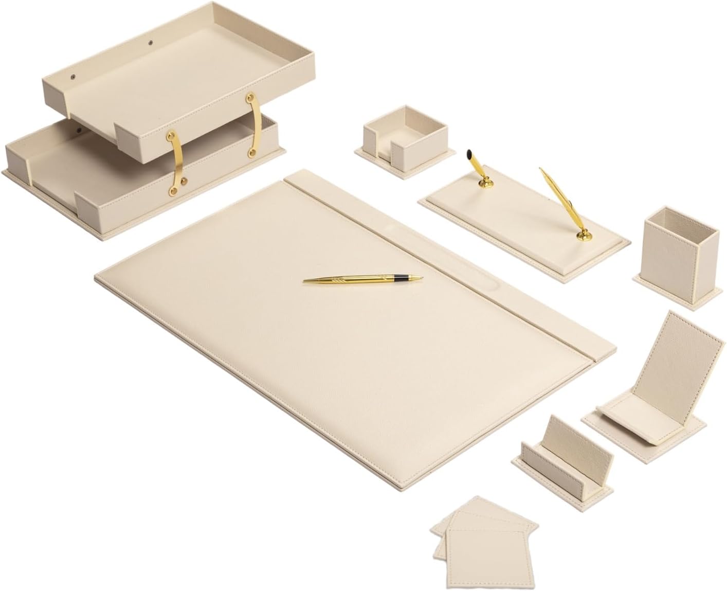 MOOGCO Luxury Leather Desk Pad & Organizer Set for Elegant Workspaces