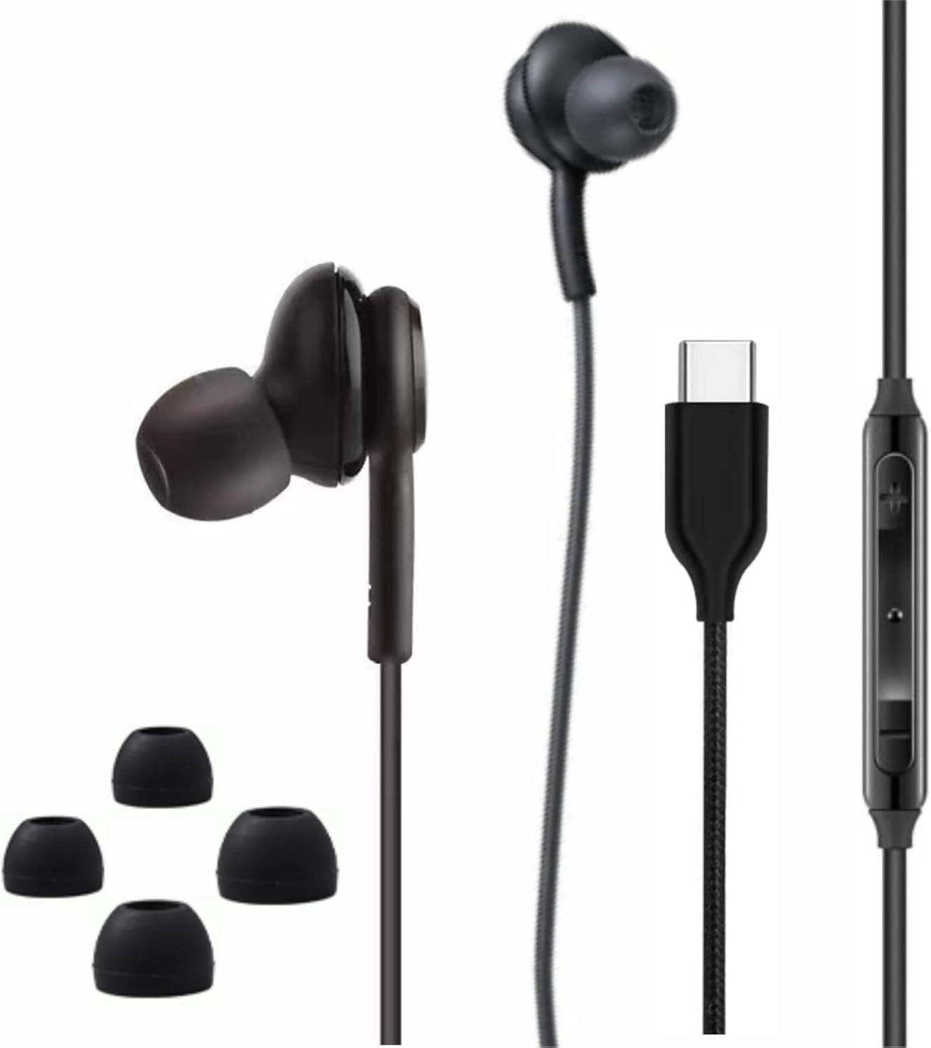2025 Black Earphones for Samsung Galaxy - Mic & Volume Control