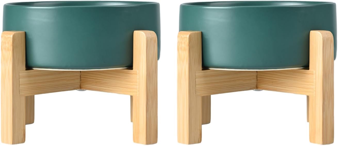 SPUNKYJUNKY Ceramic Elevated Dog Bowls for Healthy Eating