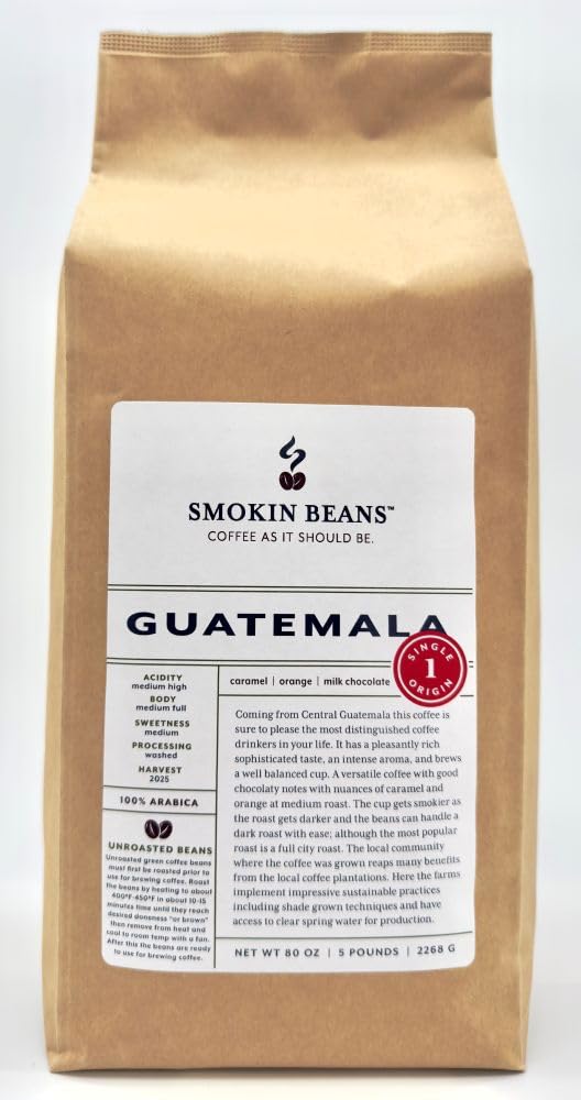 5-Pound Guatemala Unroasted Green Coffee Beans for Home Roasting