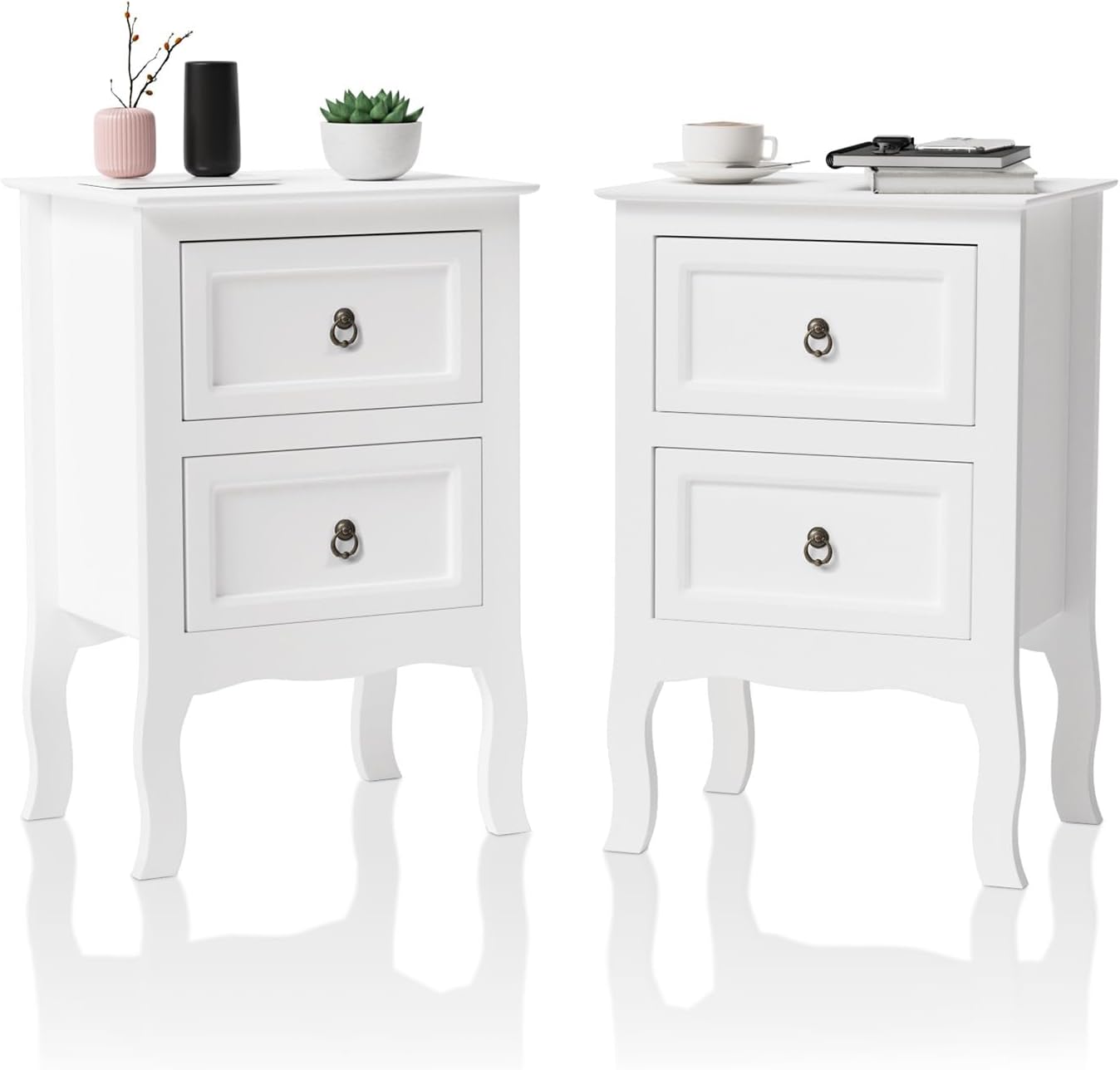 Bonnlo White Nightstands Set of 2 for Easy Bedroom Storage