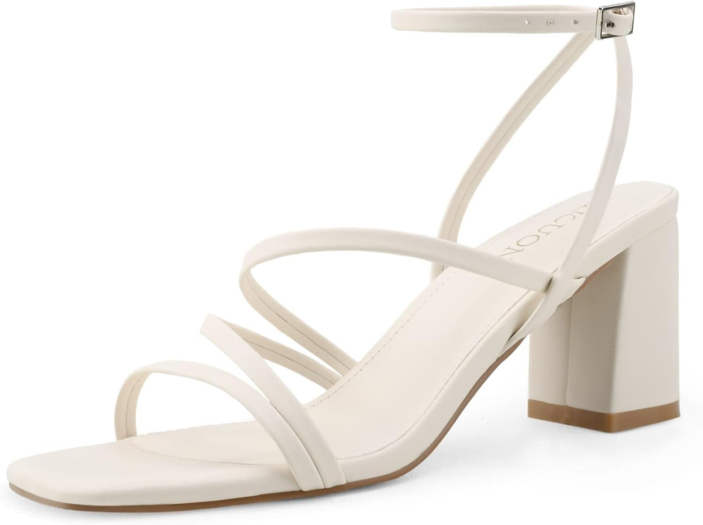 LACUONE Strappy Heels for Women with Comfortable Block Design