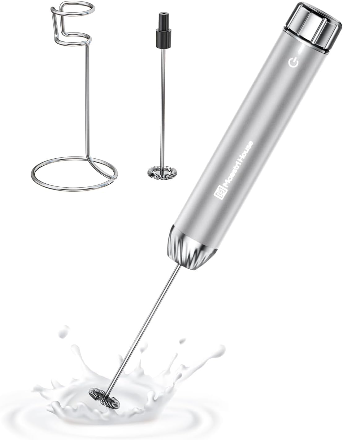 Rechargeable Milk Frother with Stepless Speed Control for Lattes