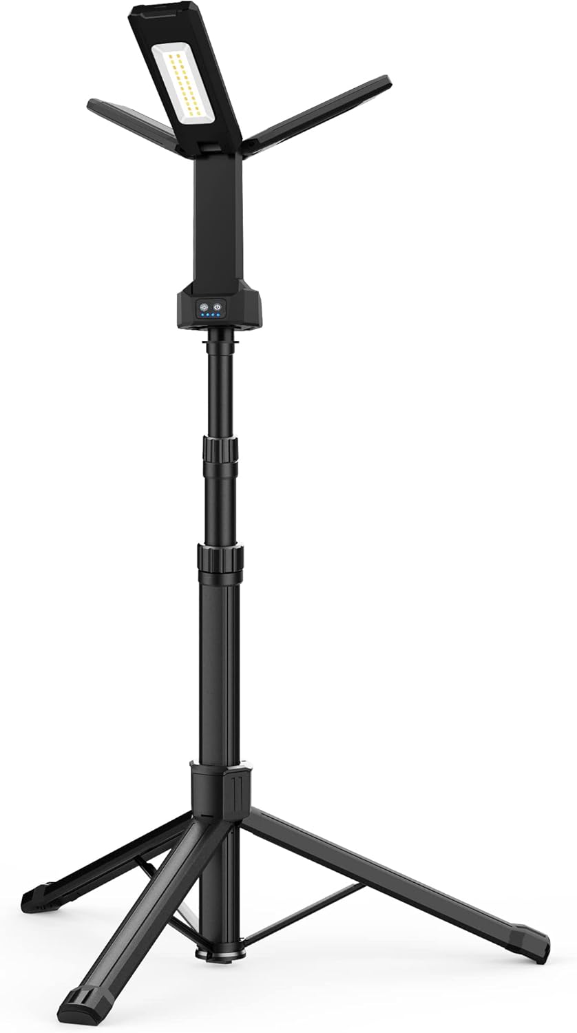 Portable 3-Head LED Work Light: Bright, Cordless, & Dimmable