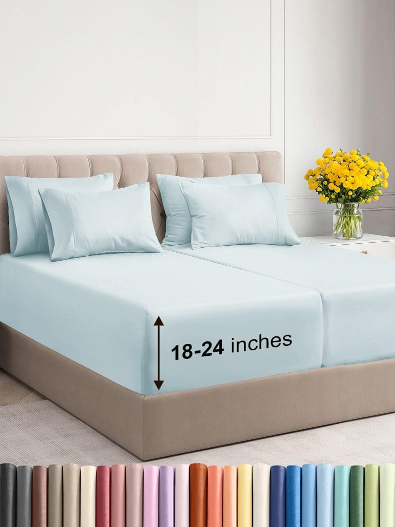 Extra Deep Split King Sheet Set - 7 Piece Breathable Sheets