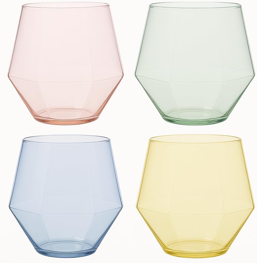 40 Count Diamond Unbreakable Stemless Plastic Wine Glasses