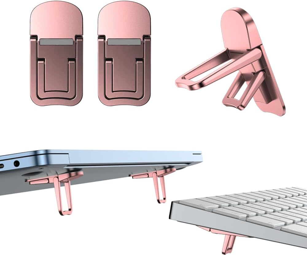 Foldable Laptop Stand - Portable Keyboard Riser, Adjustable Angles - PINK