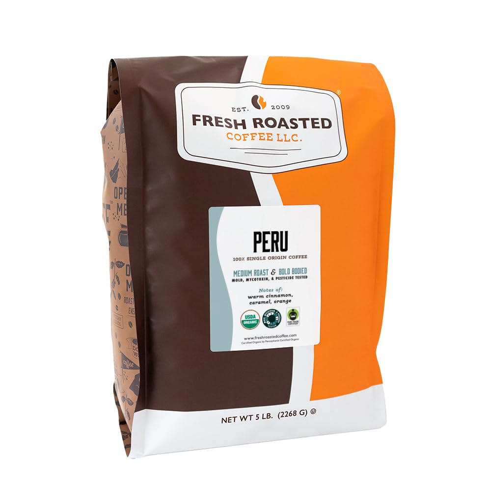Fresh Roasted Coffee, USDA Organic Peru - Specialty Grade 5 lb