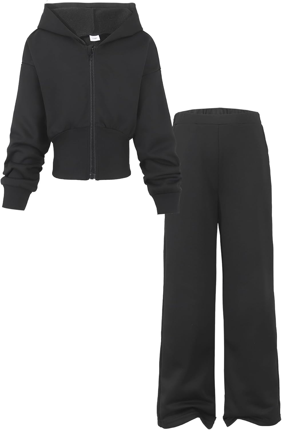 Trendy Girls 2 Piece Outfits Hoodie Zip Drop Shoulder Set