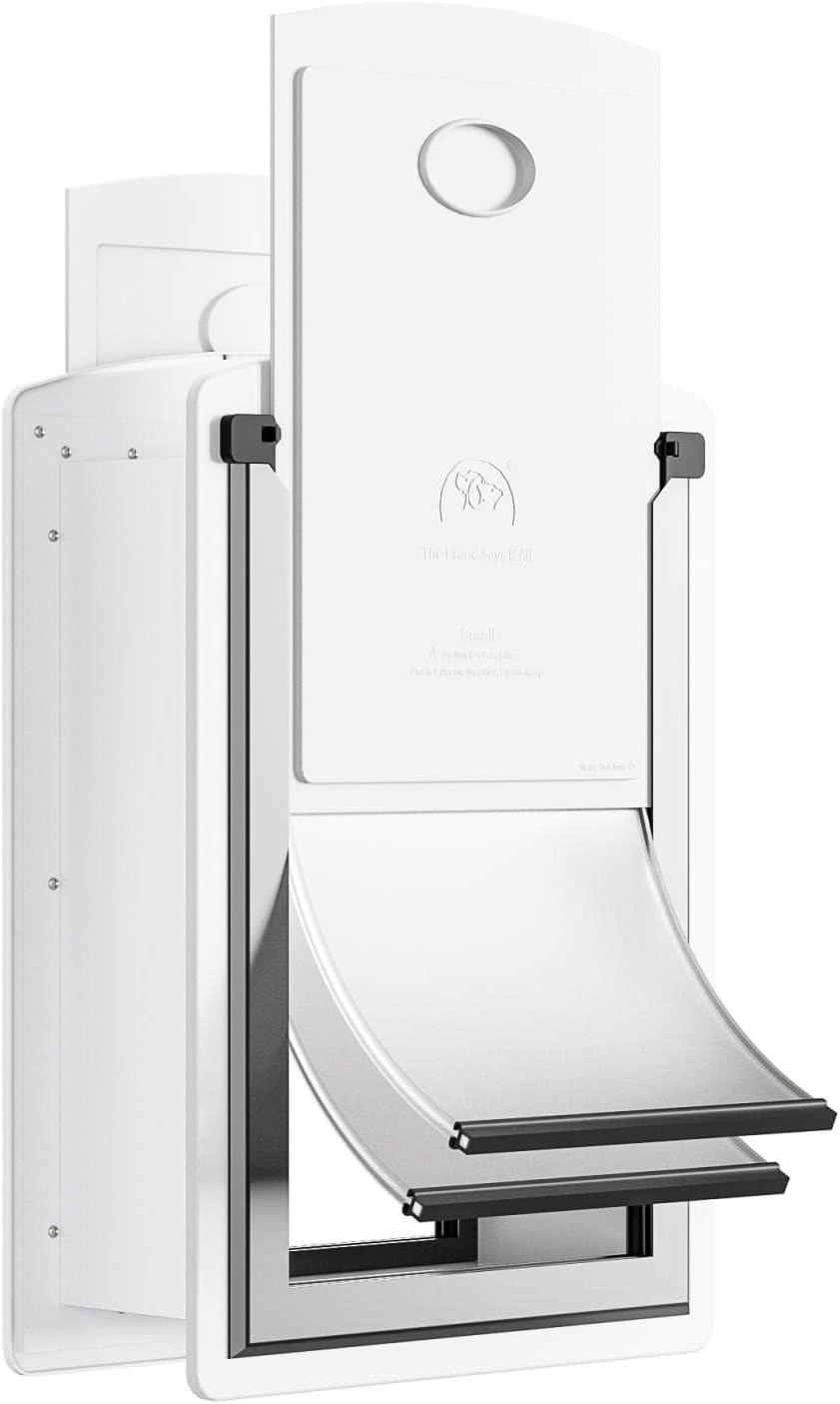 Cat Door for Wall with Steel Frame and Magnetic Flaps for Pets