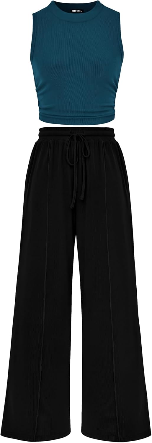 BTFBM Women Summer 2 Piece Outfits for Beach and Lounge Wear