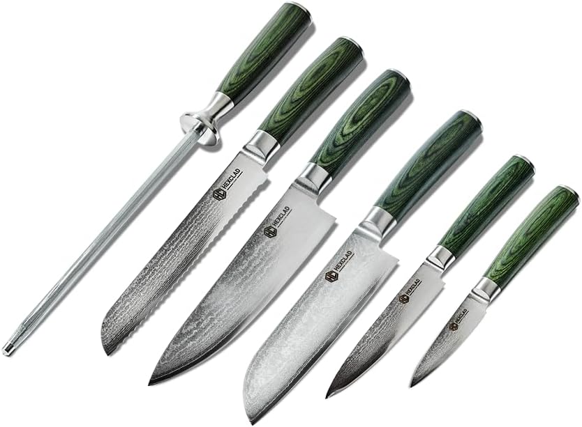 HexClad Essential Knife Set: 6-Piece Japanese Damascus Steel