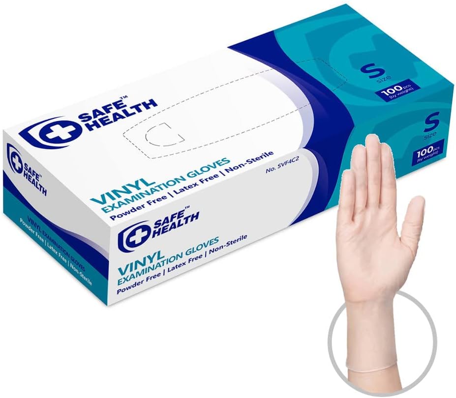 Latex & Powder Free Vinyl Gloves, Medical Grade, Clear