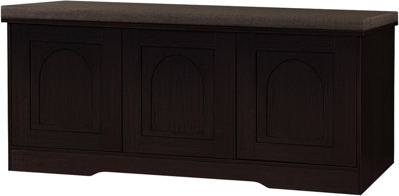DINZI LVJ Shoe Bench with Doors and Cushion for Entryway Storage