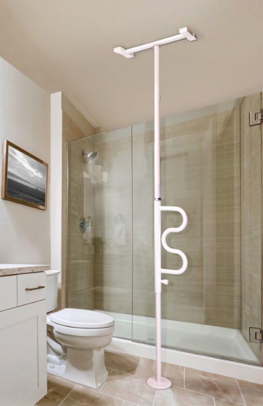 Stander Security Pole and Curve Grab Bar for Bathroom Safety