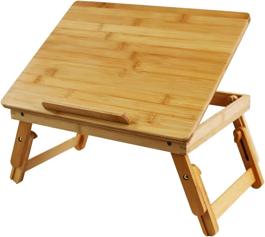 Folding Bamboo Laptop Desk - Adjustable & Portable