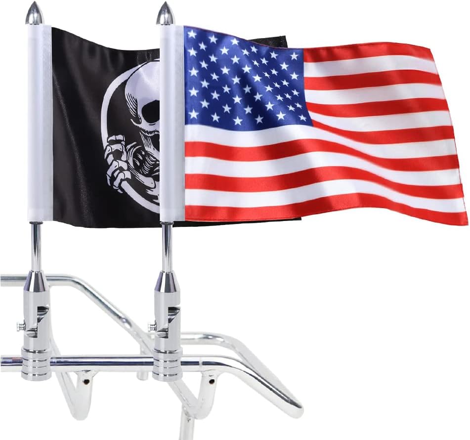 2X Motorcycle Foldable Flagpole Mount for Harley and Honda
