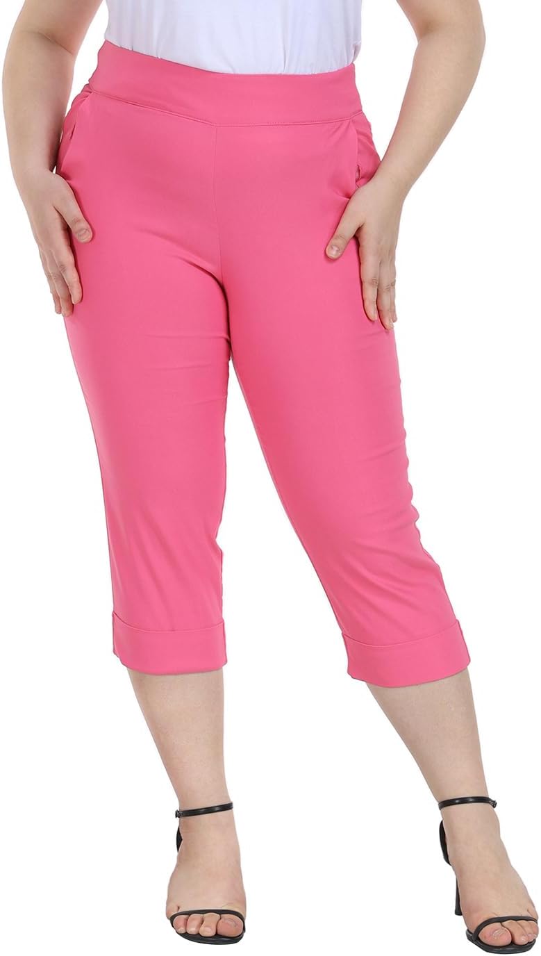 HDE Plus Size Pull On Capris for Women - Comfort and Style