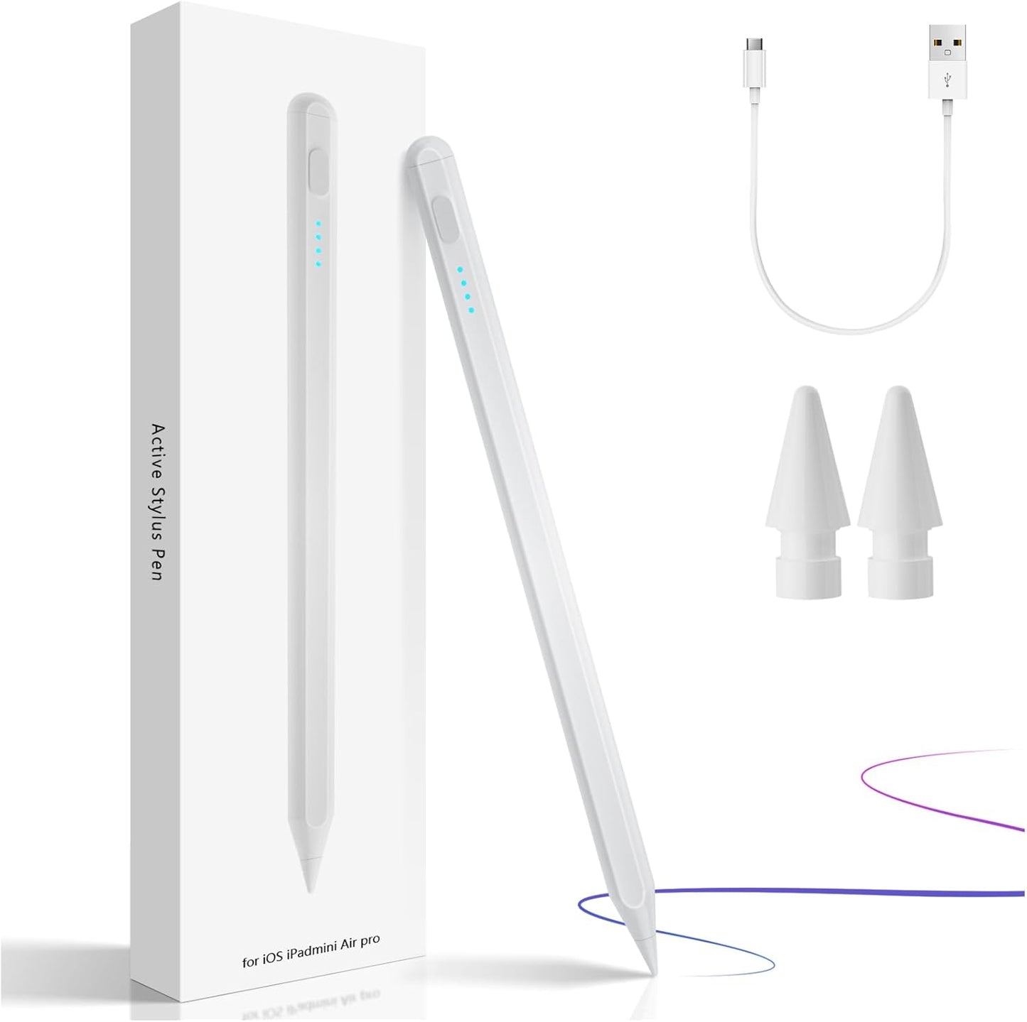 Ultimate Fast-Charging Stylus for iPad 10th Gen & Beyond! Palm Rejection, Tilt Sensitivity, White