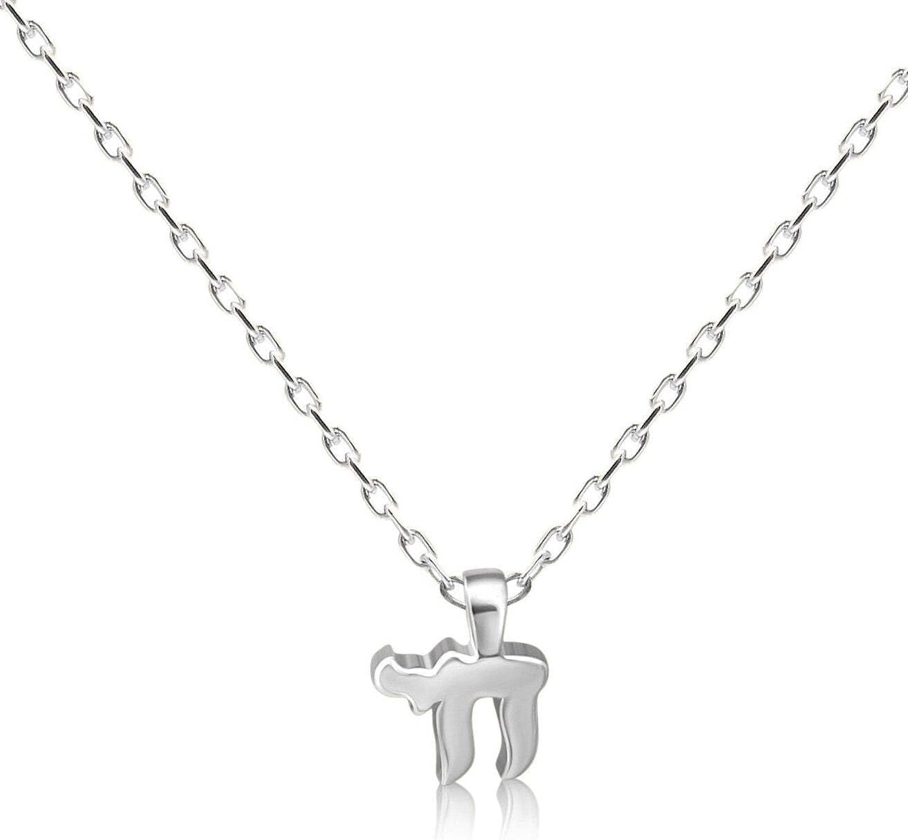 Hebrew Mini Necklace with Chai Symbol in Sterling Silver