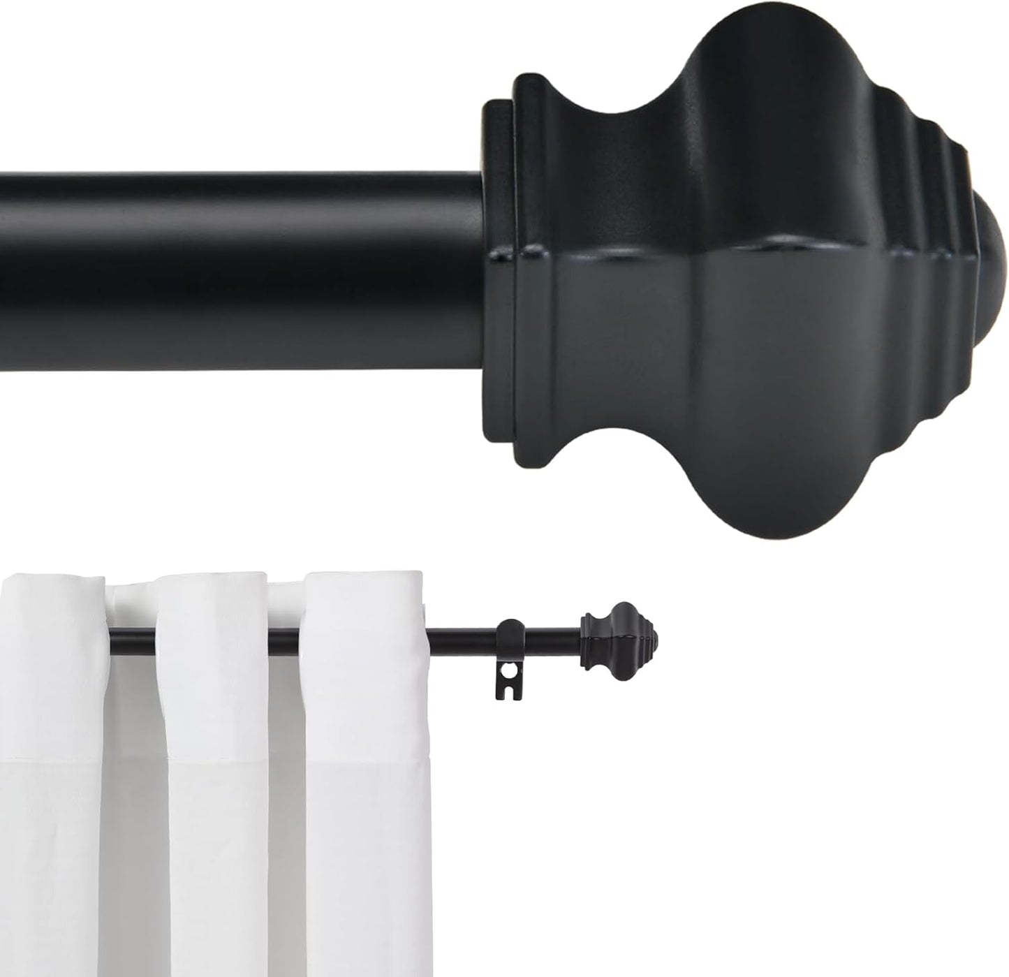 Easy Install Matte Black Curtain Rod Set