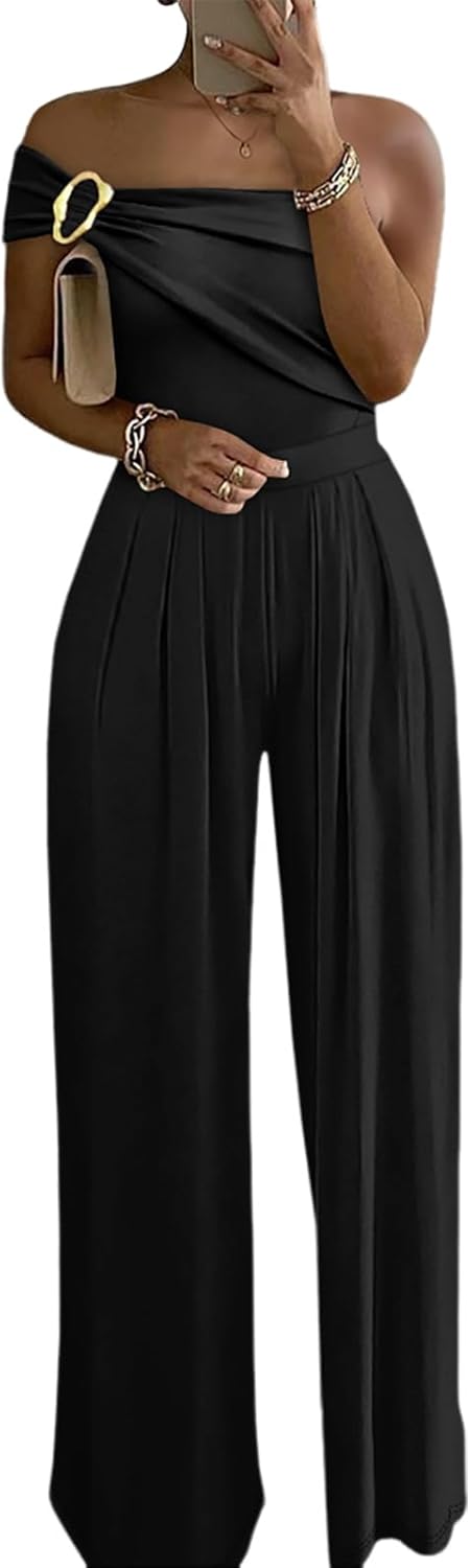 CHICME Women's Jumpsuit: Elegant One Shoulder Design