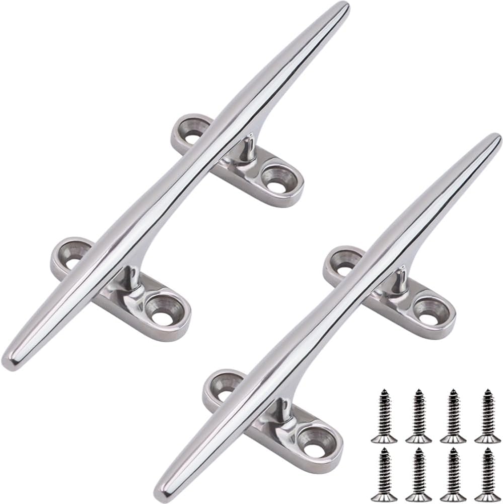 Boat Cleat 10 inch Open Base 316 Stainless Steel Dock Cleat