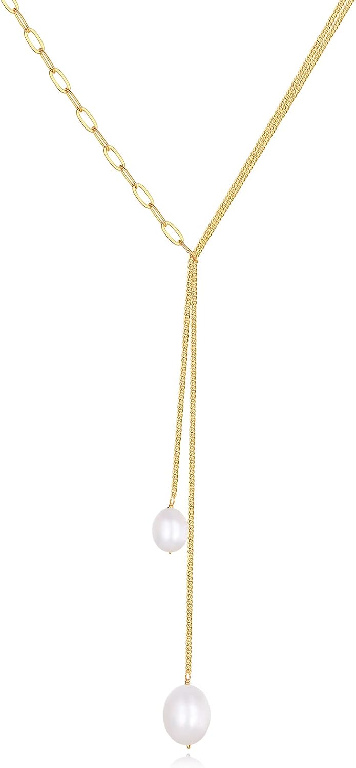 Baroque Freshwater Pearl Strand Long Shell Necklace for Women