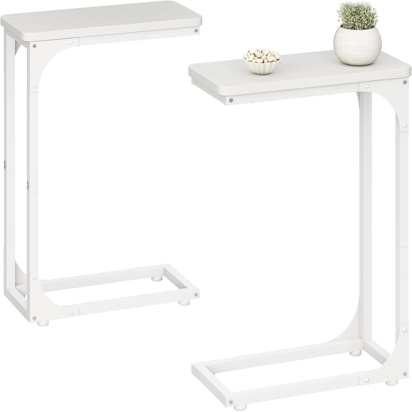 QEEIG Narrow C Shaped Side Table Set of 2 for Living Room