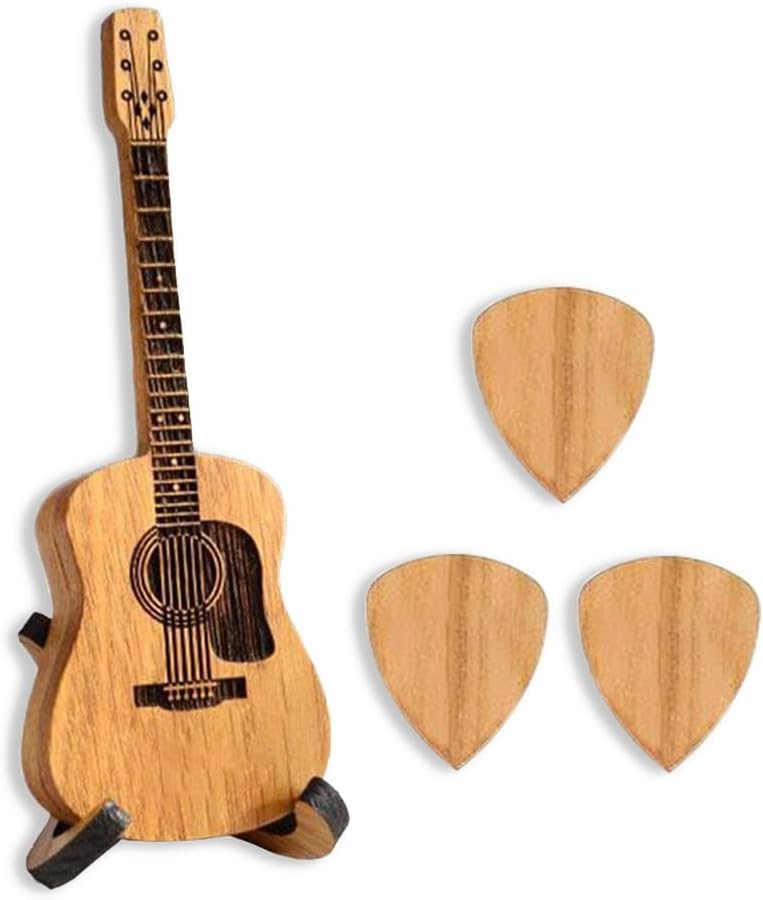 Engraved Wooden Guitar Pick Case Stand - NEWWAVNO